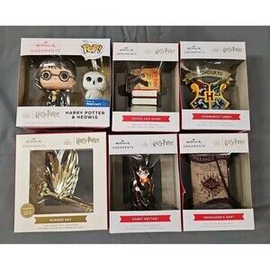 Lot of 7 Harry Potter Christmas Ornaments Harry Potter Winged Key Marauder's Map